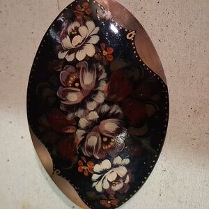 Russian Enamel Floral Pin,Signed